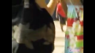 Two girlfriends going to the mall got skirt sharked